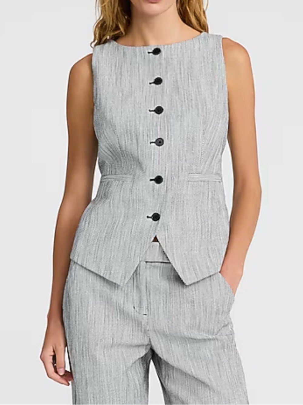 Express Striped Boat Neck Cutaway
Blazer Vest
